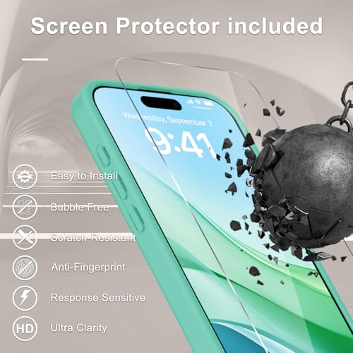 Image of YENAPOON for iPhone 16 Pro Case, Matte Magnetic Phone Cover [with 1 Screen Protector] [Support for MagSafe] [Shockproof Military Grade Protection] Translucent Frosted Back, Teal