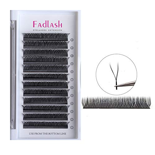YY Eyelash Extensions Premade Faux Mink Russian Volume Cluster Lashes Pre Fanned Easy Fan Y Shaped Lash Extensions (YY-0.07-D, 12mm)