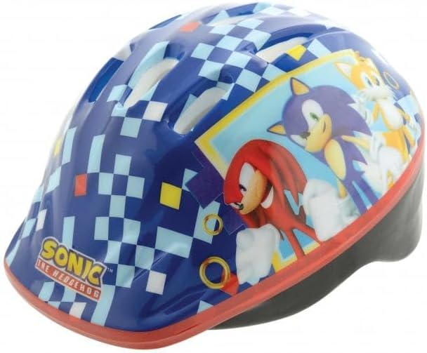 M.V. Sports Sonic Kids Bike Helmet Officially Licensed Character Design Robust EPS Inner Material, Adjustable Size, Ventilated Shell for Cooling Suitable for Head Sizes 48-52cm