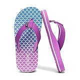 Qzize Kids Flip Flops - Soft Yoga Mat Insole Thong Sandals for Boys & Girls, Anti-Slip Quick Dry Beach Summer Slides Purple and Blue 1.5 Big Kid