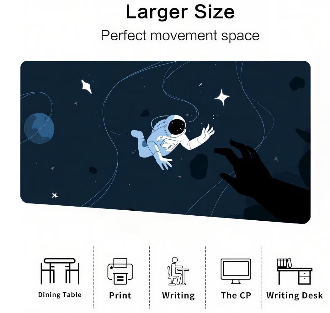 Podkładka pod mysz XXL 1000x500x3mm astronauta, podkładka pod mysz do gier wszechświat, poprawa precyzji i szybkości, antypoślizgowa gumowa podkładka pod mysz do gier, dekoracja biurka MM-867