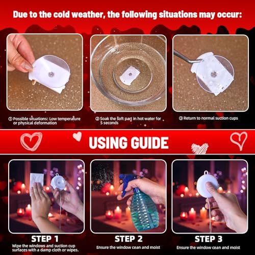 LYUBASA 3 Pack Valentines Day Window Lights Decorations with Timer, Battery Powered Hanging Red Lighted Heart Shaped Silhouette Sucker LED Lamp for Fireplace Indoor Home Decor by LYUBASA - Image 5