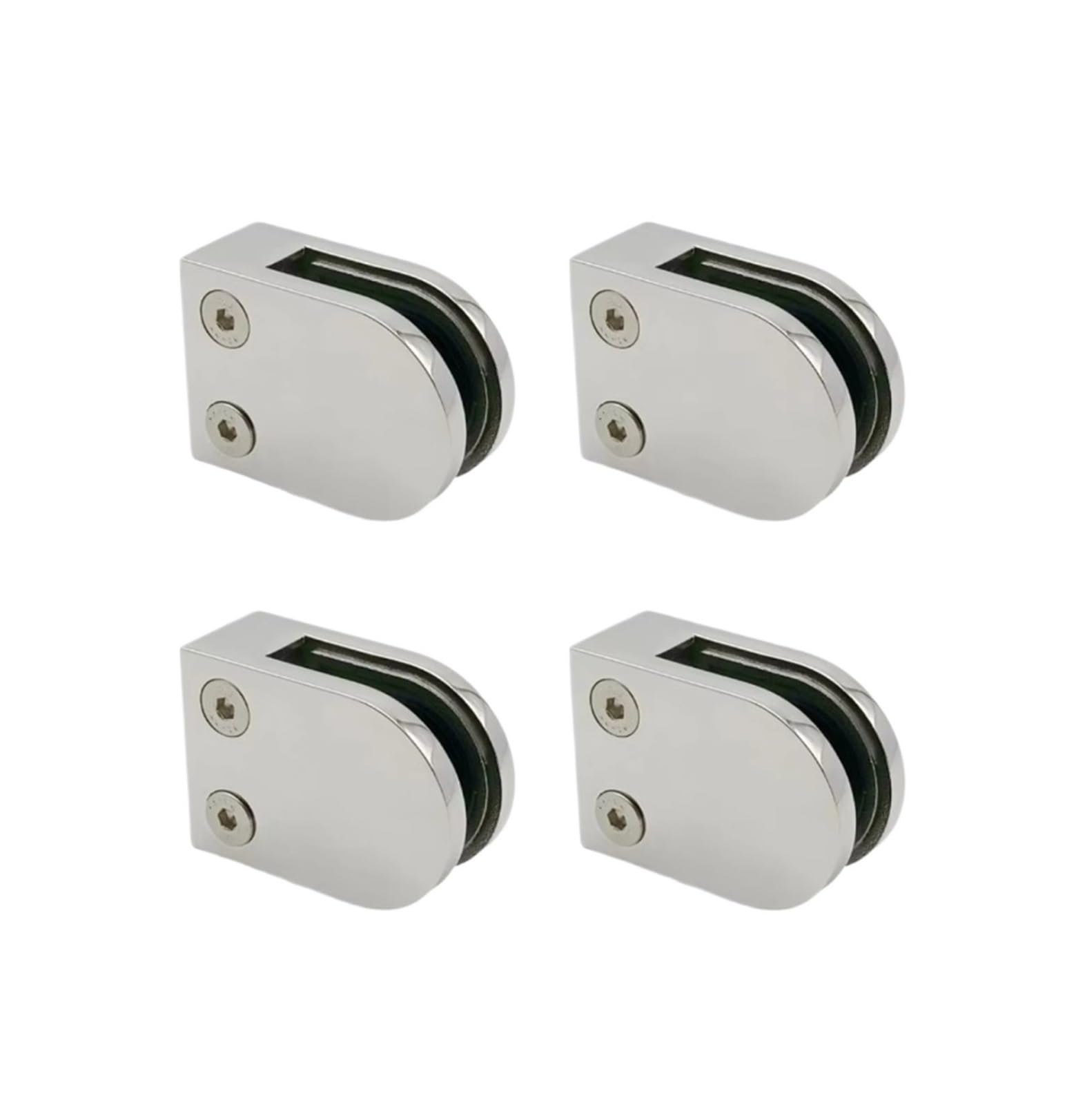 Alnaeson One Color Stainless Steel Stair Glass Railing Clip 4Pcs Flat Back For 8-10Mm Glass