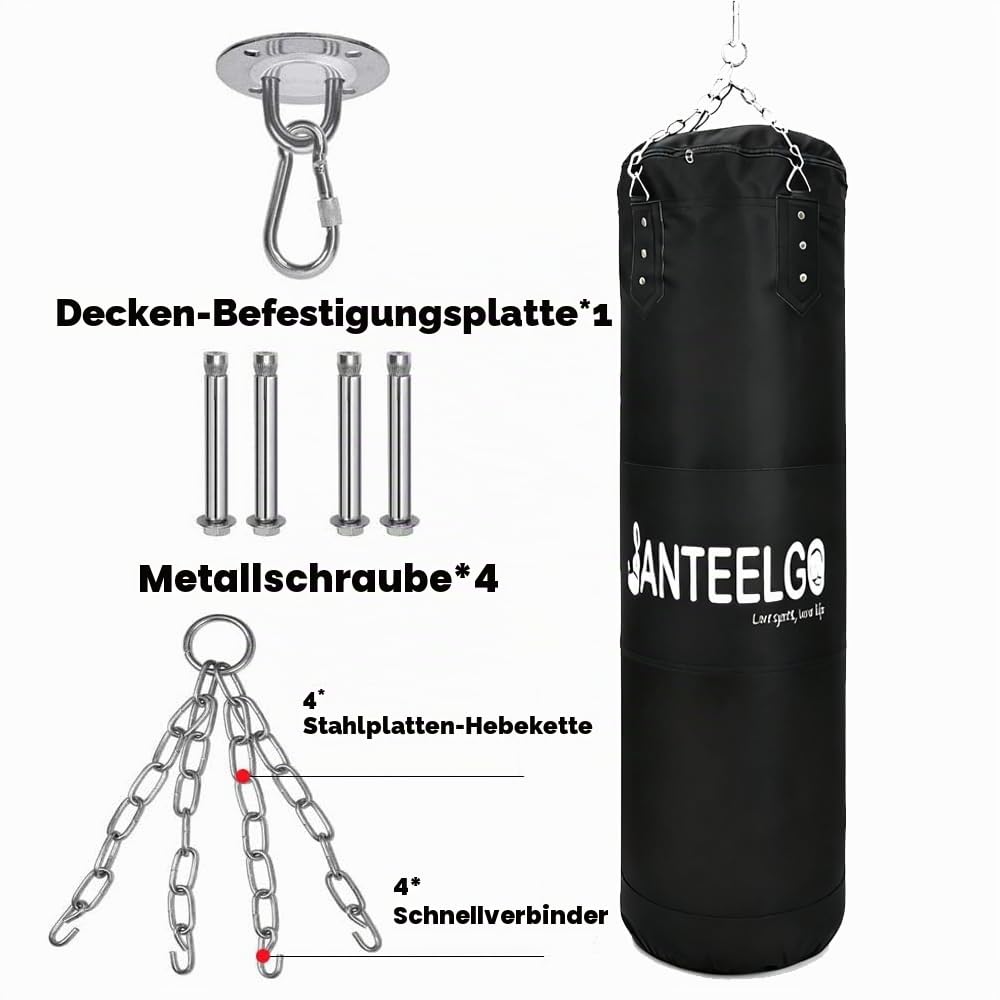 Boxsack Hängend für Erwachsene Kinder Ungefüllt: JanTeelGO 120cm Oxford Stoff Boxing Punching Bag Set mit Heavy Duty Stahlkette - Box Sack für Zuhause Boxen,Kickboxen,MMA,Muay Thai