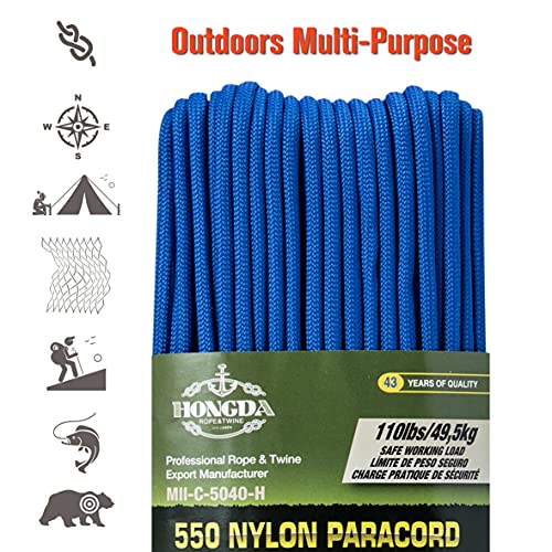 Hongda Paracord 550 Type Iii, 100% Nylon Heavy Duty Tactical Parachute Cord, Great For Bracelets, Lanyards, Diy Projects, Outdoor Activities #TOP1