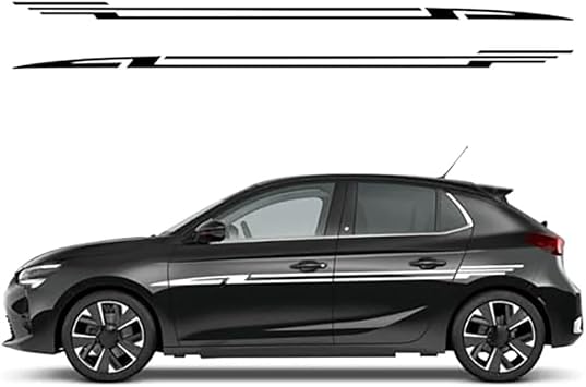 LINGYUE Car Side Stickers for Opel Corsa C E F D,Car Side Skirt Stripes Sticker Vinyl Trims Decal Decor Accessories,Grey