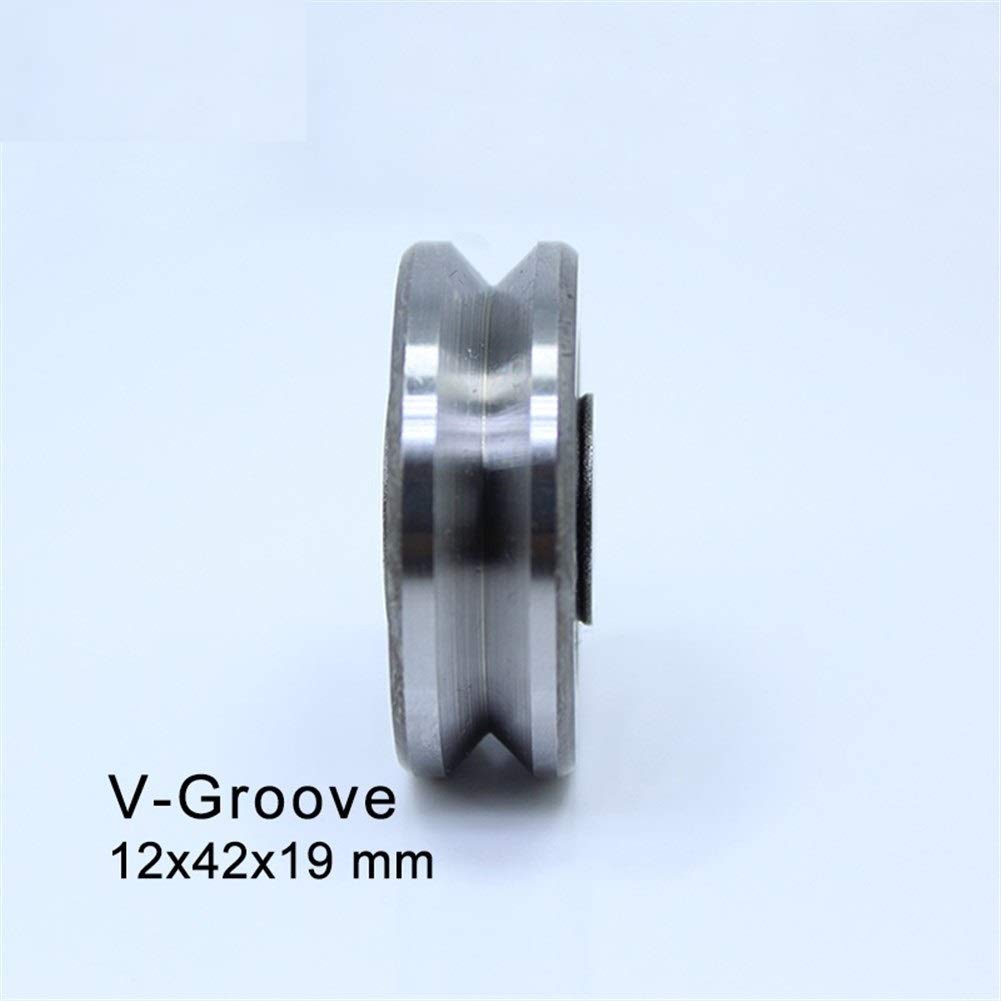 Rodamientos de rodillos V124219 Rodamiento bolas sellado con ranura en V 12x42x19mm V10/4 V11/4 V12/4 V13/4 V14/4 V15/4 guía for riel(124219V12 4 2PCS)