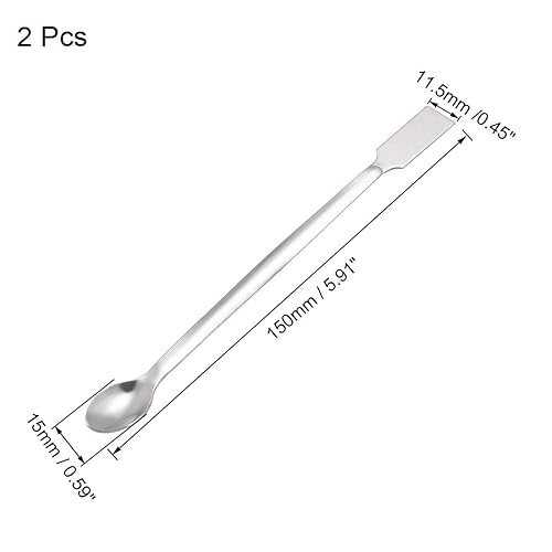 Miniatura 2 de Uxcell Lab cuchara de reactivo de muestreo de acero inoxidable 304 2 en 1 espátula de mezcla de laboratorio de doble cabeza, 5.906in, 2 unidades