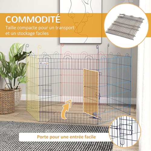 Parc pour chiens pliable PawHut | Finis les dégâts grâce à cet enclos métal intérieur - 6