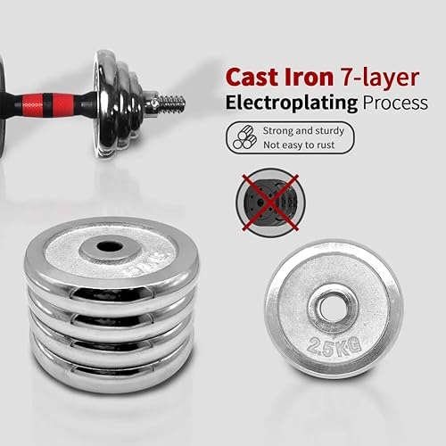 Miniatura 2 de Juego de mancuernas y mancuernas ajustables de 66 libras para gimnasio en casa con placas de peso y caja de transporte para entrenamiento de cuerpo