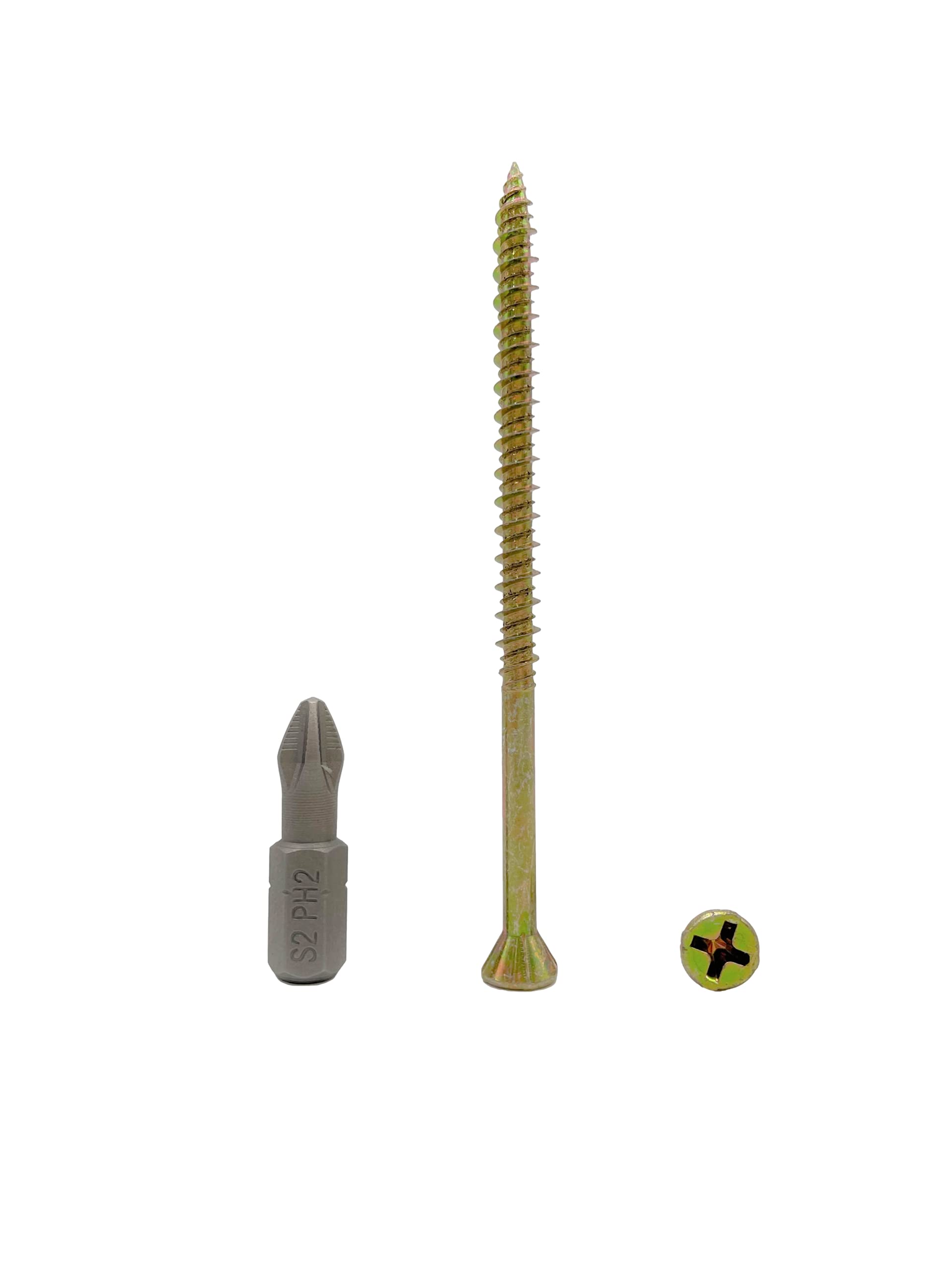 Confezione da 30 pezzi in acciaio zincato giallo 4,2 x 75 mm viti per legno, vite per truciolato, testa a testa svasata, compensato, viti per truciolato (30, 4,2 x 75 mm)