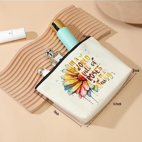 DJHUNG Watercolor Daisy Cosmetic Bag - Makeup Bag Pouch with Inspirational Daisy Decor - Perfect Gifts for Women: Best Girlfriend, Wife, BFF, Sister, Bestie, Bride, Daughter, Mom - Anniversary2