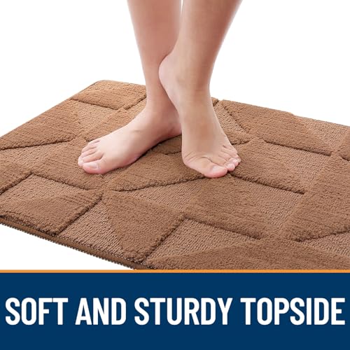 Image of OLANLY Door Mats Indoor, Non-Slip, Absorbent, Dirt Resist, Entrance Washable Mat, Low-Profile Inside Entry Doormat for Entryway (48x32 inches, Brown)
