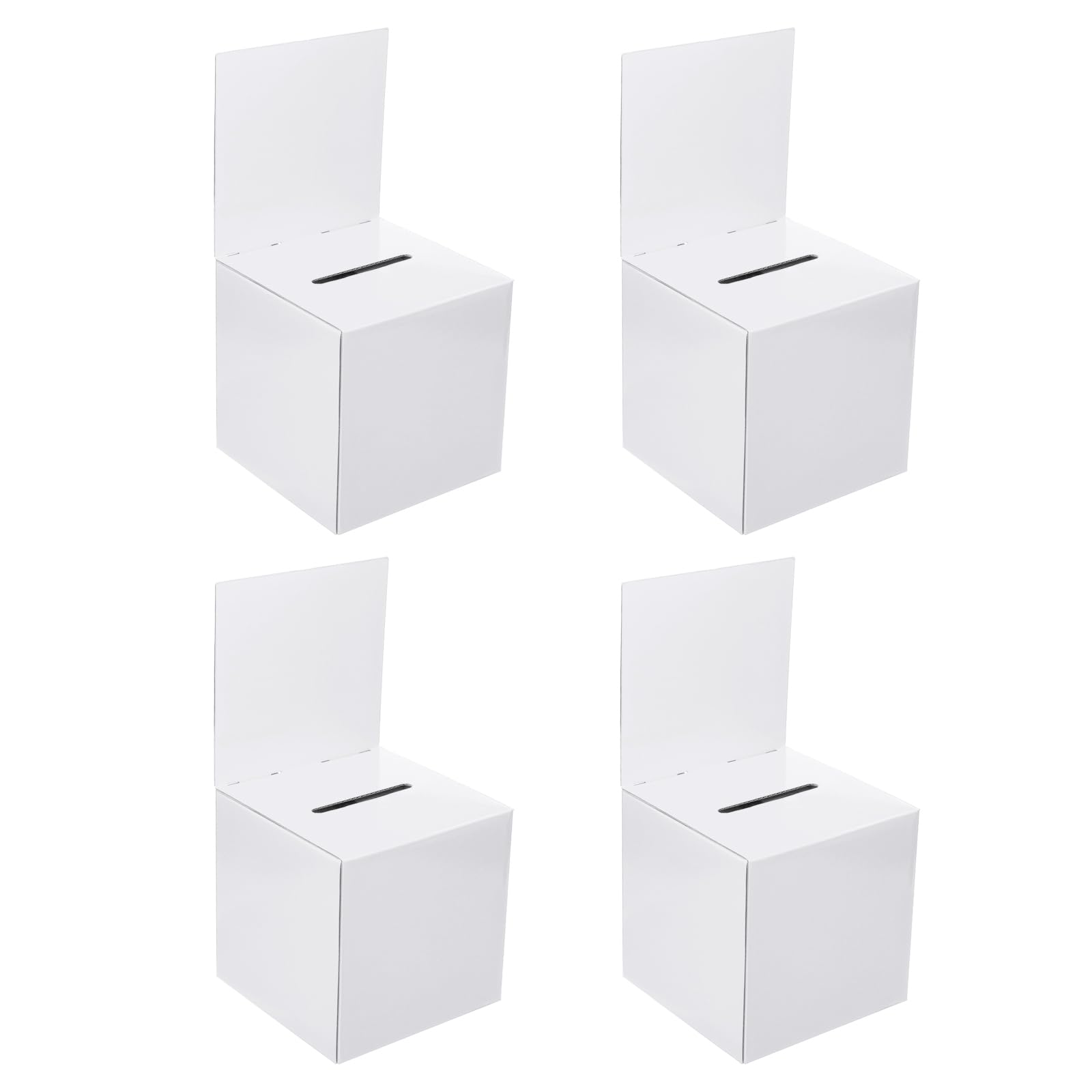 PATIKIL Cardboard Suggestion Box, 4 Pcs 6"x6"x6" Ballot Box with Removable Header Board Raffle Box for Suggestion Collection
