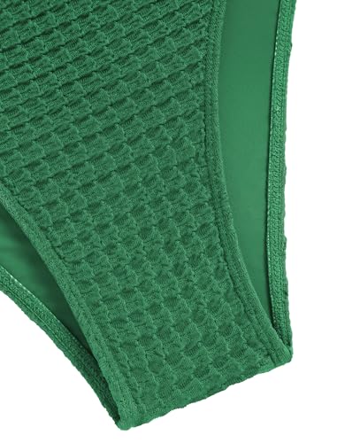 Image of ZAFUL Women's High Cut Bandeau Bikini Set Strapless Solid Color 2 Pieces Bathing Suit Swimsuit