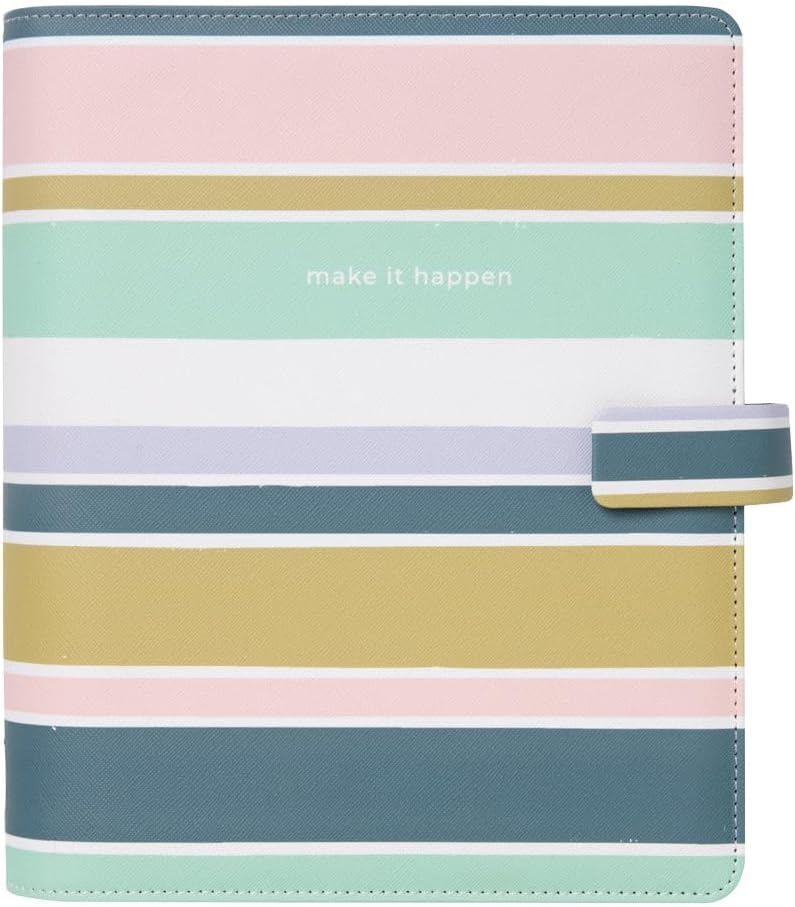 Filofax Good Vibes Organizer, A5 Size, Stripes - Smooth, Leather-Look, Six Rings, Week-to-View Calendar Diary, Multilingual, 2025 (C022687-25)