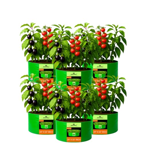 Image of Kingwell Grow Bag 24 X 15 INCH, PACK OF 6 For Terrace Garden Leafy Vegetable Plant Grow Bags Fruits Growing Containers For terrece Gardening (24 X 15 INCH, PACK OF 6)
