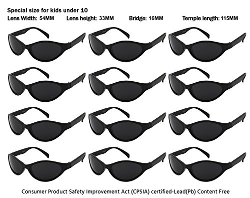 Edge I-Wear 12 Pack School Kids Neon Sunglasses for 80’s Style Party Sunglasses Sport Party Favors 9446R/BLK-123