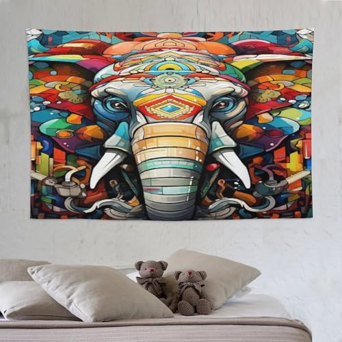 Tapisserie éléphant PAZZK en polyester 150×230cm pour décoration murale
