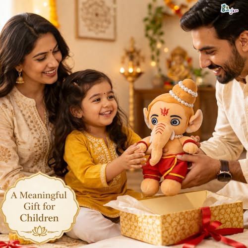 Image of Baby Lord Ganesha| Kids Soft Plush Stuff Toy | Gift for Boys, Girls, Infants, Toddlers, Babies - Kids Educational Learning | 25 x 20 x 4 cm