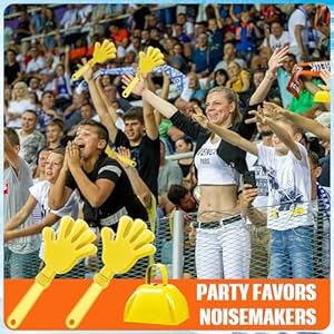 24 Pcs Hand Clappers and Metal Cowbells Noise Makers Cheering Clappers Cow Bells Handle Cheers Dance Basketball Football Noise Makers Sporting Events Graduation School Sports Party (Yellow) 24 Pcs Hand Clappers and Metal Cowbells Noise Makers Cheering Clappers Cow Bells Handle Cheers Dance Basketball Football Noise Makers Sporting Events Graduation School Sports Party Yellow