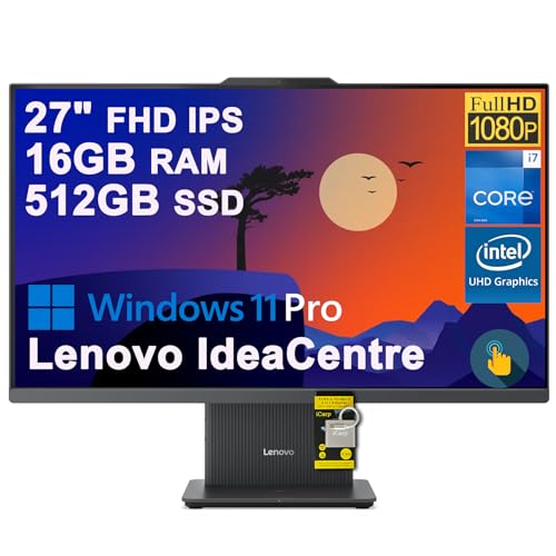 Image of Lenovo IdeaCentre AIO Desktop 27 inch FHD IPS Touchscreen (99% sRGB) Intel 10-core i7-13620H (Beats Ultra 9 185H) 16GB RAM 512GB SSD Type-C Harman Speaker Wi-Fi6 5MP Camera Win11Pro