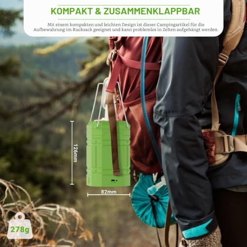 LED Campinglampe Solar, Wasserdicht LED Camping Laterne, Notfallleuchte mit Handkurbel, Eingebaute 3000mAh Akku für Wandern, Angeln, SOS… – Ansicht 6