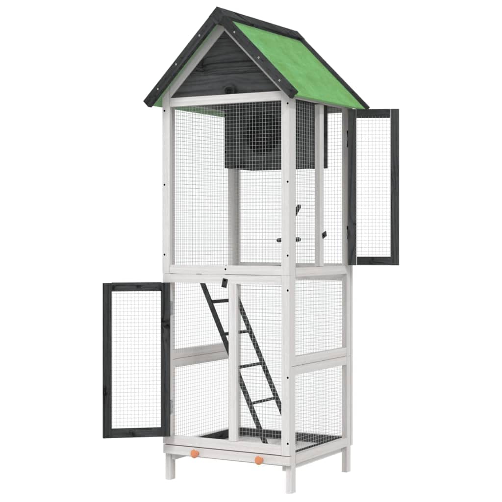 GuyAna Casita para pájaros Madera Maciza Pino Gris 60x58,5x160 cm Pajareras Exterior En Jardin