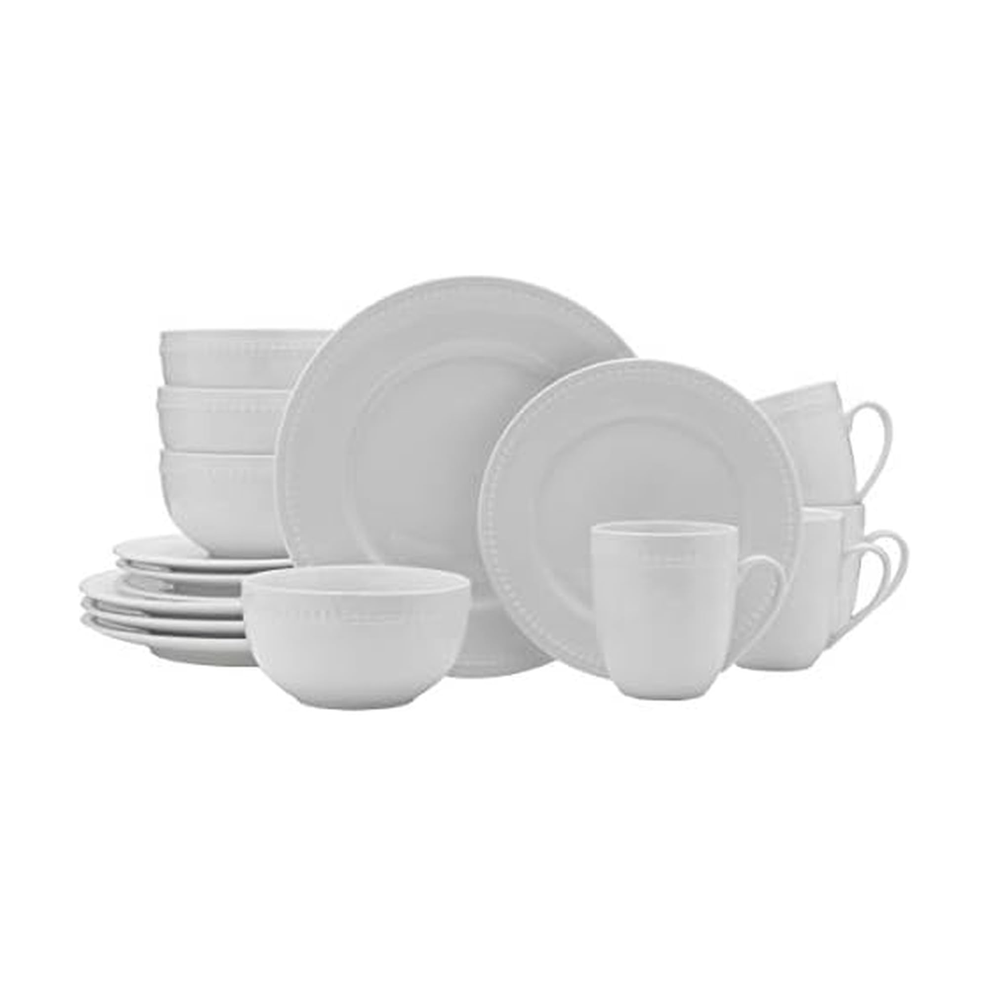 Everyday White by Fitz and Floyd Beaded 16 Piece Dinnerware Set