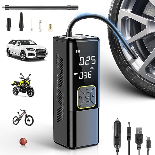 Preisvergleich Produktbild Weinsamkeit 6000mAh Tragbare Elektronische Luftpumpe - 150PSI Elektrische Fahrradpumpe mit Digitalanzeige und LED-Licht - Akku Kompressor Luftpumpe für Fahrzeuge, Fahrräder, Bälle und mehr