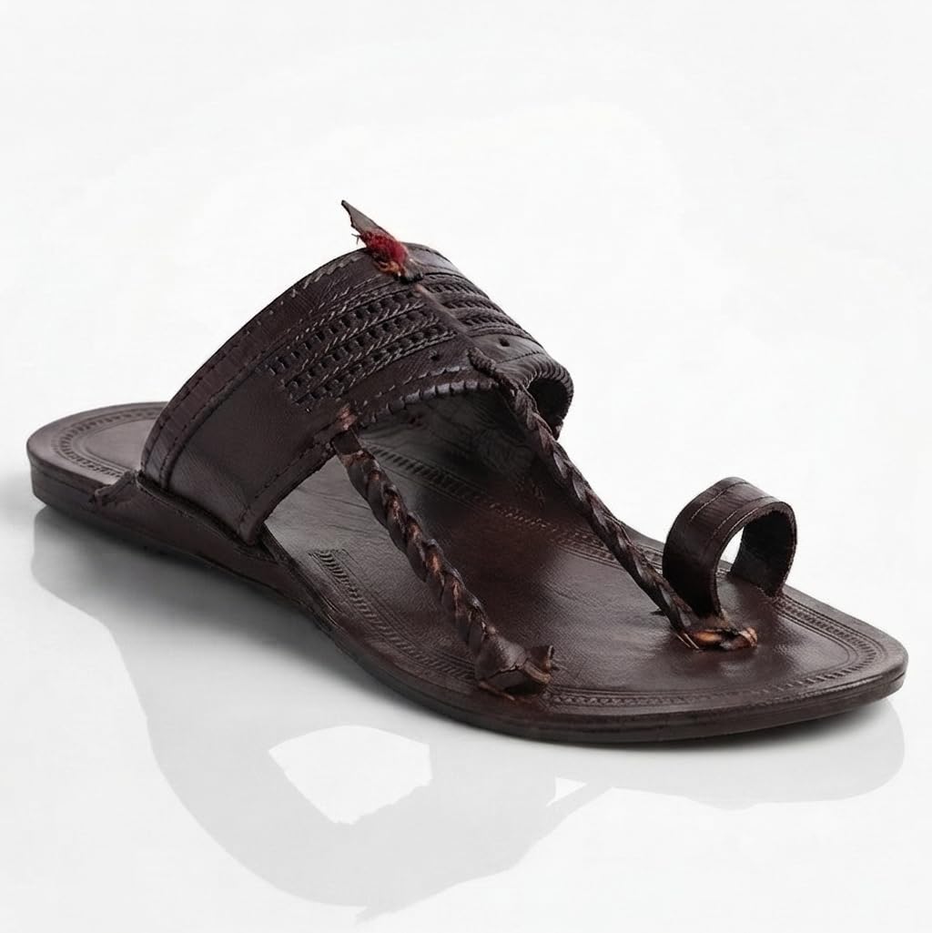 royal khwaab Men's Kolhapuri Chappal/Leather Slipper's/Ethnic Wear Handcrafted & Comfortable -CS-AB-E44 BR-6-picture-52