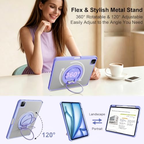 Image of iPad A16 11 /10th Gen Case with Keyboard, Air 11 (M4 /M3 /M2, 2026 /2025 /2024), Magnetic Detachable Backlit Keyboard, Trackpad, 360 Stand, Pencil Holder for Air 5 /4th 10.9 inch Pro 11(Violet Purple)