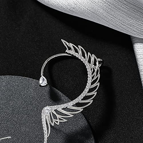 Bethynas Punk Wing Elf Ear Cuff With Piercing Goth Zircon Angel Wing Ear Cartilage Clip Hip Hop Retro Ear Crawler Statement Ear Accessory For Women Girls (Silver) #TOP3