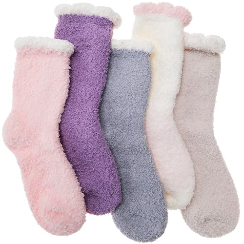Image of Fuzzy Slipper Socks Thick Fluffy Warm Winter Cozy Plush Soft Sleep Home Socks for Women Men