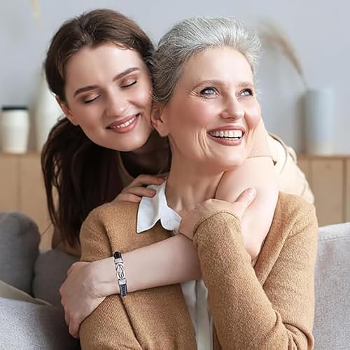 To My Daughter Love You Forever Bracelet, Mother and Daughter Braided Leather Inspirational Wristband Stainless Steel Infinity Knot Engraved Bangle Gift from Mom4