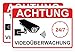 Produktbild Aufkleber Achtung Videoüberwachung 2 Stück - Sticker Videoüberwacht Kameraüberwachung Überwachungskamera Alarmanlage Alarmgesichert Kamera 14,8 x 10,5cm