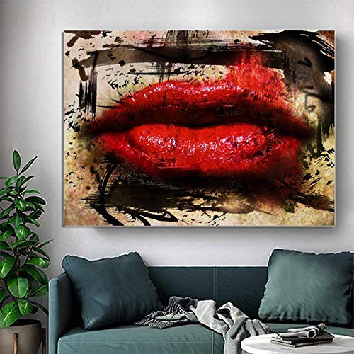 Toile peinture mur moderne de femme graffiti abstrait pop art 60x80cm