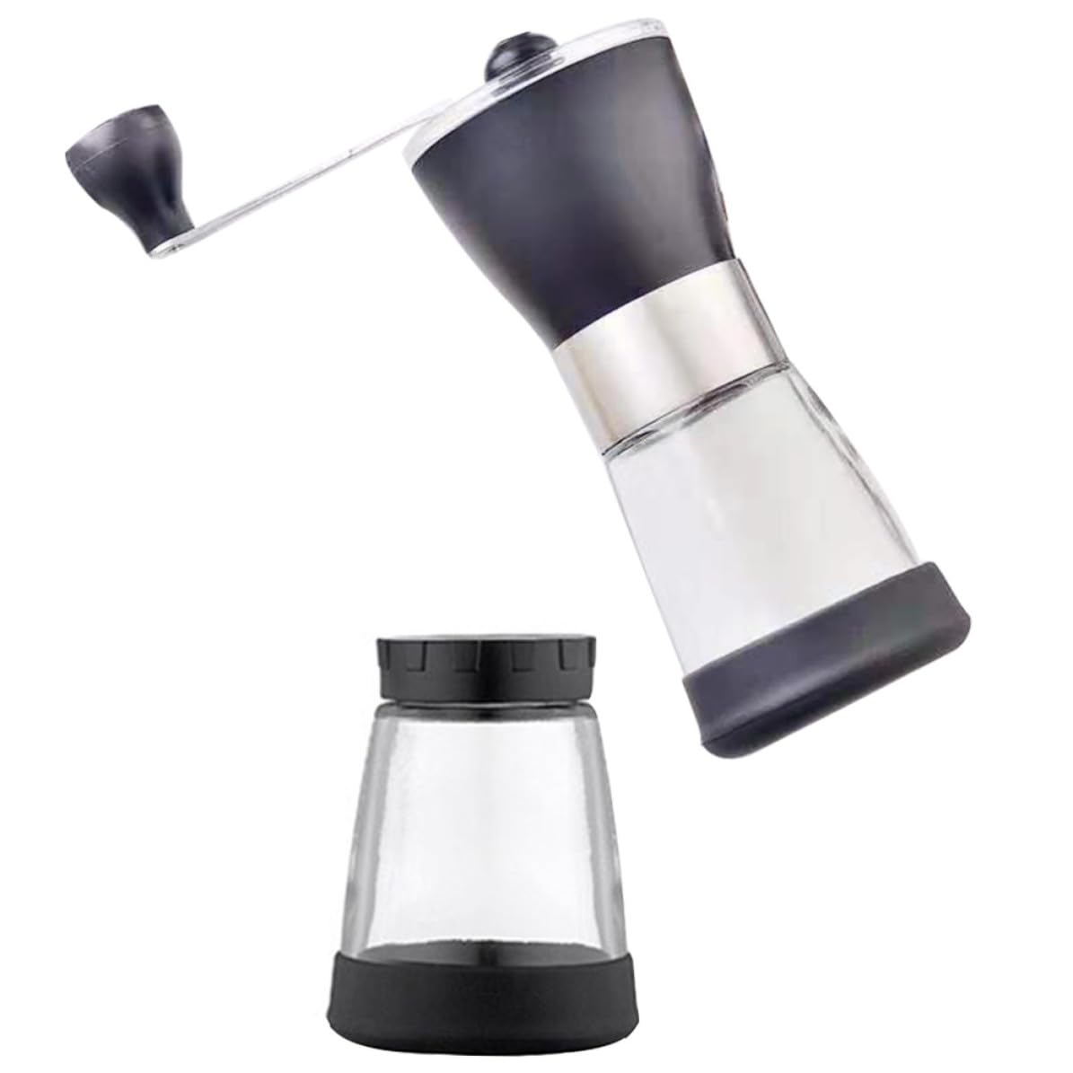 Molinillo de Café y Manual Portátil Recipiente de Sellado, Acero Inoxidable Cerámica Fácil de Desmontar y Ecológico Adecuado para Cocina y
