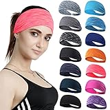 14 Pcs Workout Headbands for Women Non Slip Sport Sweatbands Elastic Yoga Hairbands for Fitness Running Athletic Moisture Wicking fits All Men and Women Girls