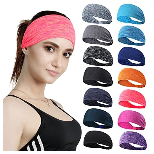 14 Pcs Workout Headbands for Women Non Slip Sport Sweatbands Elastic Yoga Hairbands for Fitness Running Athletic Moisture Wicking fits All Men and Women Girls