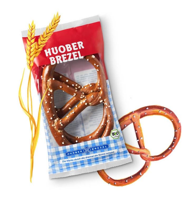 Huober Original Große Brezeln, BIO, 10 Packungen mit je 5 Doppelpacks (100 Brezeln), 2 kg