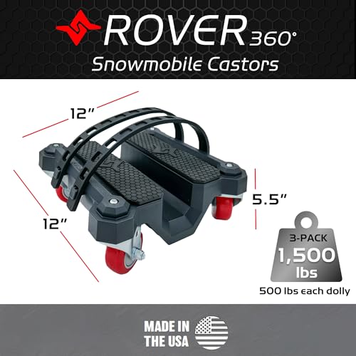 Caliber Rover 360 Snowmobile Dolly, Heavy-Duty Casters Hold 1,500 LBS, 3-Pack - Thumbnail 2