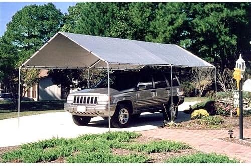 Metal Waterproof,Fire Retardant 6 Legs 10 x 20 ft. Canopy Carport 20L x 10W x 8H ft.(Included Canopy, 6 legs)-Silver