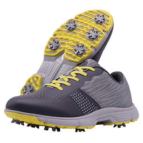 Image of THESTRON Men Golf Shoes Mesh Breathable Breathable Golf Walking Sport Sneakers 7 Spikes Golf Trainers
