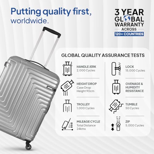 Image of American Tourister Ivy NXT|Medium Size Check-in Spinner Trolley Bag (68 cm)|360 4 Wheel Travel Luggage|Hard Case Polycarbonate (PC) Suitcase|Mounted TSA Lock|Silver