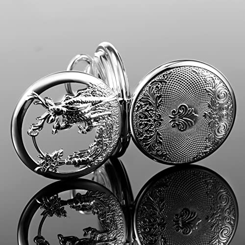 Reloj de bolsillo vintage con doble cubierta de renos labrados en plata 3