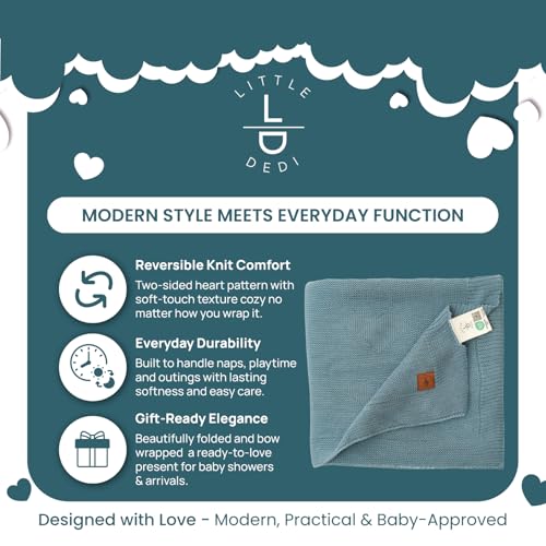 Image of Soft Knit Baby Blanket, 30x40 in, Smoke Blue | Oeko-Tex Certified, Breathable, Swaddle & Receiving Blanket for Newborns, Machine Washable