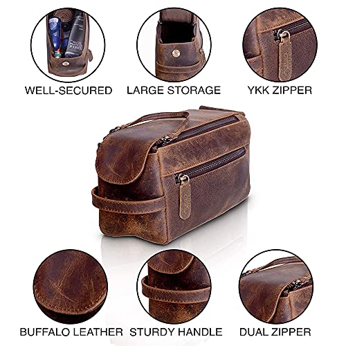 KOMALC-Premium-Buffalo-Leather-Unisex-Toiletry-Bag-Travel-Dopp-Kit
