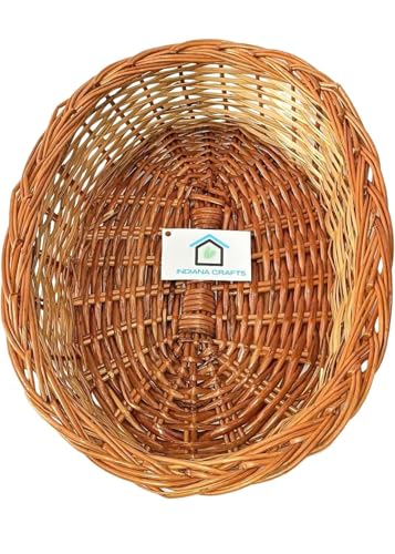 Image of INDIANA CRAFTS Oval Deep Cane Bamboo Baskets, Fruit Baskets, Gift Hamper Packing Kitchen Baskets Multipurpose Handmade Eco Friendly Cane Basket, Shelf Storage Basket.Size -13x9 inch