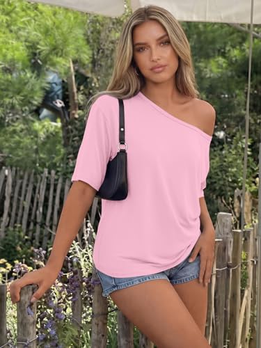 Image of Trendy Queen Womens Off the Shoulder Tops Oversized Summer Spring T-Shirts 2026